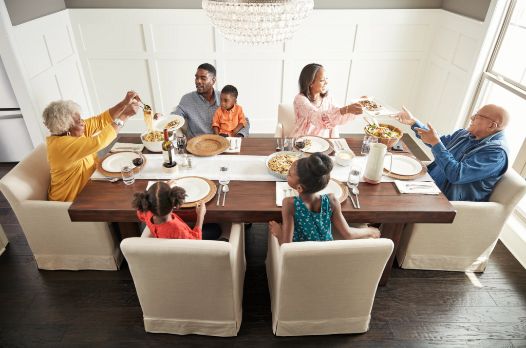 Family having breakfast at the dining table | Dary Carpet & Floors